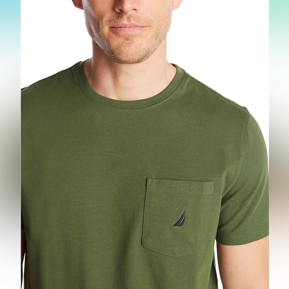 Nautica Men's Solid Crew Neck Short Sleeve Pocket T-Shirt - Picture 1 of 4